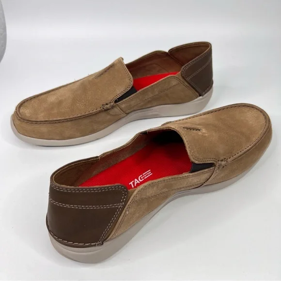 Clarks Men’s Gorwin Step Dark Sand Nubuck Suede Leather Slip On Loafers Shoes - Picture 3 of 14